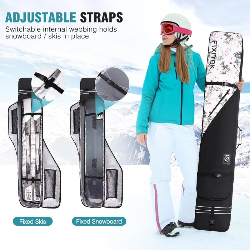 FIXITOK Snowboard & Ski Bag for Air Travel, Waterproof Full Padded Snowboard Bag Fit Board, Boots, Clothes, Helmet and Gear, Adjustable Length Ski Bag(157CM-181CM) - Image 4